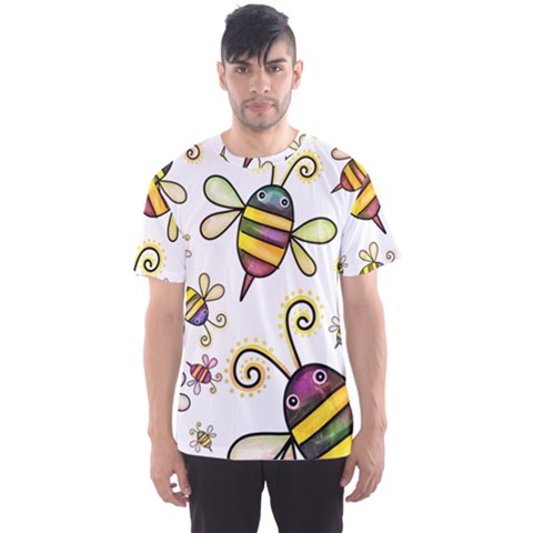 Bee Doodle Cartoon Men s Sport Mesh Tee by Wegoenart