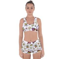 Bee Doodle Cartoon Racerback Boyleg Bikini Set by Wegoenart