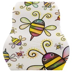 Bee Doodle Cartoon Car Seat Back Cushion  by Wegoenart