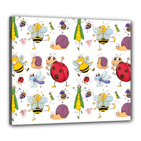 Cute Cartoon Insects Seamless Background Canvas 24  X 20  (stretched) by Jancukart