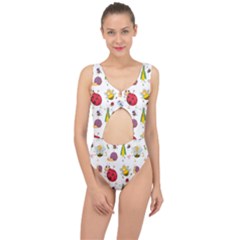 Cute Cartoon Insects Seamless Background Center Cut Out Swimsuit by Jancukart