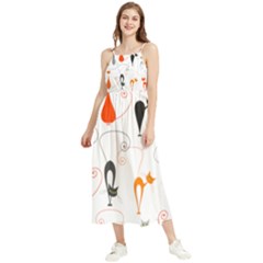 Cartoon Cat Seamless Pattern Graphic Boho Sleeveless Summer Dress by Jancukart