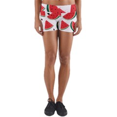 Watermelon Seamless Pattern Yoga Shorts by Jancukart