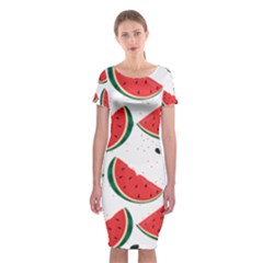 Watermelon Seamless Pattern Classic Short Sleeve Midi Dress by Jancukart