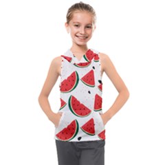 Watermelon Seamless Pattern Kids  Sleeveless Hoodie by Jancukart