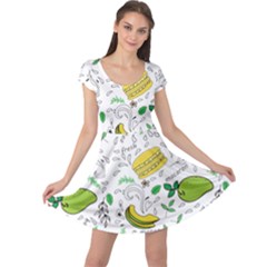 Hamburger With Fruits Seamless Pattern Cap Sleeve Dress by Jancukart