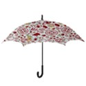 Pizza Seamless Pattern Background Hook Handle Umbrellas (Small) View3