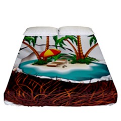 Coconut And Holiday Beach Food Fitted Sheet (california King Size) by Jancukart