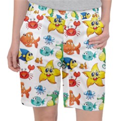 Fish Ocean Water Sea Life Seamless Background Pocket Shorts by Jancukart