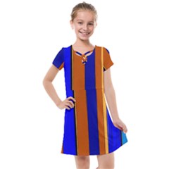 Abstract Blue And Orange 930 Kids  Cross Web Dress by KorokStudios