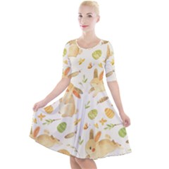 Cute Rabbits - Easter Spirit  Quarter Sleeve A-line Dress by ConteMonfrey