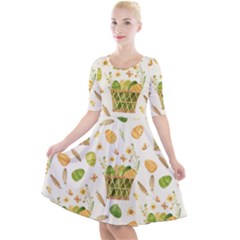 Easter Eggs   Quarter Sleeve A-line Dress by ConteMonfrey