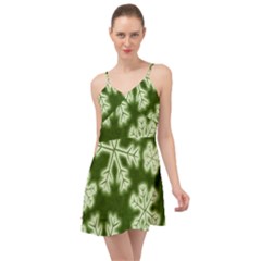 Snowflakes And Star Patterns Green Frost Summer Time Chiffon Dress by artworkshop