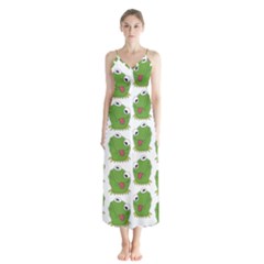 Kermit The Frog Pattern Button Up Chiffon Maxi Dress by Valentinaart