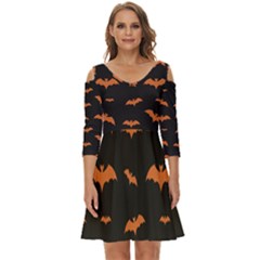 Bat Pattern Shoulder Cut Out Zip Up Dress by Valentinaart