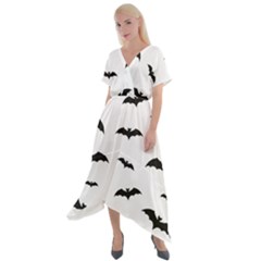 Bat Pattern Cross Front Sharkbite Hem Maxi Dress by Valentinaart