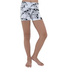 Skull Pattern Kids  Lightweight Velour Yoga Shorts by Valentinaart