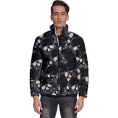 Skull Pattern Men s Puffer Bubble Jacket Coat by Valentinaart