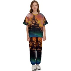 Tree Nature Landscape Fantasy Magical Cosmic Kids  Tee And Pants Sports Set by danenraven