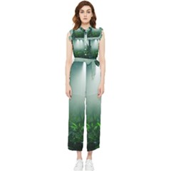 Swamp Forest Trees Background Nature Eerie Women s Frill Top Chiffon Jumpsuit by danenraven