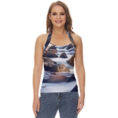 River Nature Stream Brook Water Rocks Landscape Basic Halter Top by danenraven