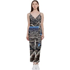 Badlands National Park Nature South Dakota Geology V-neck Spaghetti Strap Tie Front Jumpsuit by danenraven