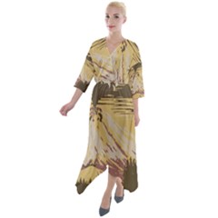 Boom Eruption Forest Mountain News Scary Volcano Quarter Sleeve Wrap Front Maxi Dress by danenraven