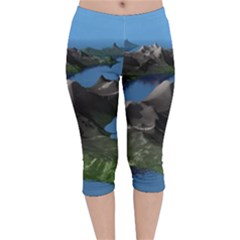 Mountain Landscape Rocky Rocks Geology Scenic Velvet Capri Leggings  by danenraven