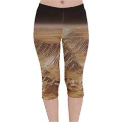 Mars Crater Planet Canyon Cliff Nasa Astronomy Velvet Capri Leggings  by danenraven