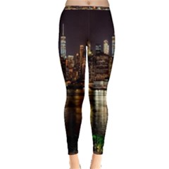 New York City Panorama Urban Hudson River Water Inside Out Leggings by danenraven