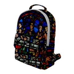 Window Stained Glass Chartres Cathedral Flap Pocket Backpack (large) by danenraven