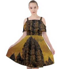 Temple Prambanan Java Indonesia Cut Out Shoulders Chiffon Dress by danenraven