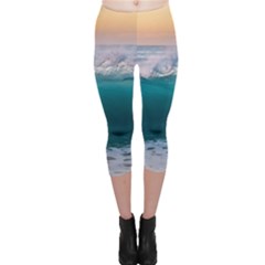 Beach Sea Waves Water Ocean Landscape Nature Capri Leggings  by danenraven