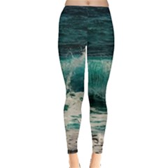 Sea Ocean Waves Seascape Beach Leggings  by danenraven