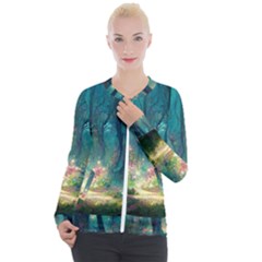 Magical Forest Forest Painting Fantasy Casual Zip Up Jacket by danenraven