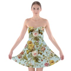 Flowers Vintage Floral Strapless Bra Top Dress by artworkshop