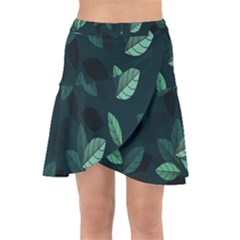 Leaves Pattern Wrap Front Skirt by artworkshop