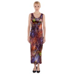 Fantasy Surreal Animals Psychedelic Pattern Fitted Maxi Dress by danenraven