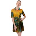 Trees Mountains Sun Sunrise Warm Red Yellow Belted Shirt Dress View1