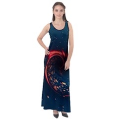 Fluid Swirl Spiral Twist Liquid Abstract Pattern Sleeveless Velour Maxi Dress by Ravend