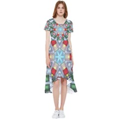 Geometric Symmetrical Symmetry Data Futuristic High Low Boho Dress by Ravend