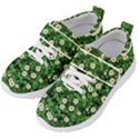 Daisies Clovers Lawn Digital Drawing Background Kids  Velcro Strap Shoes View2