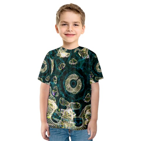 Fractal Glowing Kaleidoscope Wallpaper Art Design Kids  Sport Mesh Tee by Ravend