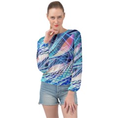 Background Neon Geometric Cubes Colorful Lights Banded Bottom Chiffon Top by Ravend