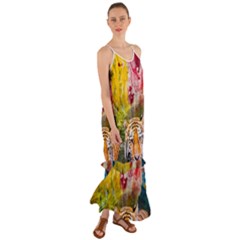 Rainbow Painted Nature Bigcat Cami Maxi Ruffle Chiffon Dress by Sparkle