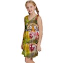 Rainbow Painted Nature Bigcat Kids  Sleeveless Tiered Mini Dress View2