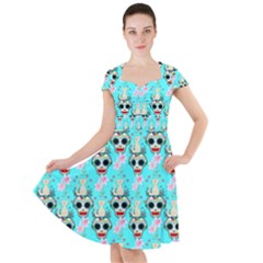 Skullart Cap Sleeve Midi Dress by Sparkle