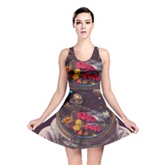 Astronaut Universe Planting Flowers Cosmos Jpg Reversible Skater Dress by Pakemis