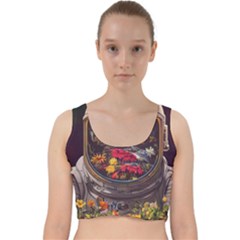 Astronaut Universe Planting Flowers Cosmos Jpg Velvet Racer Back Crop Top by Pakemis