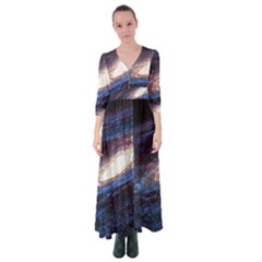 Space Cosmos Galaxy Stars Black Hole Universe Button Up Maxi Dress by Pakemis